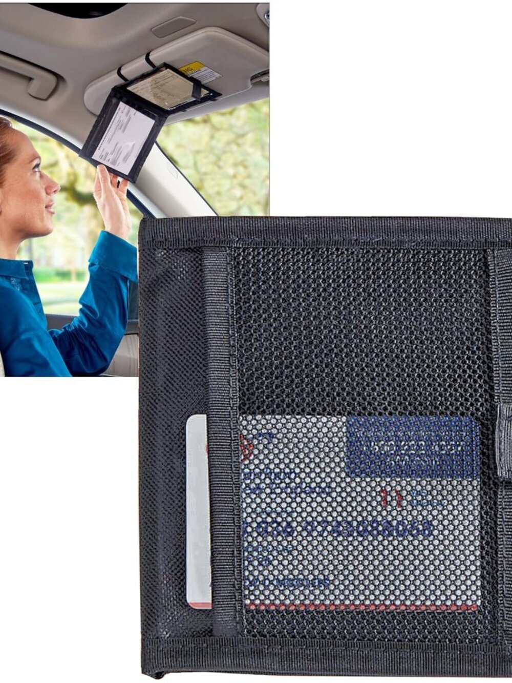 Car Registration and Insurance Card Holder for Sun Visor, Glove Box or Console